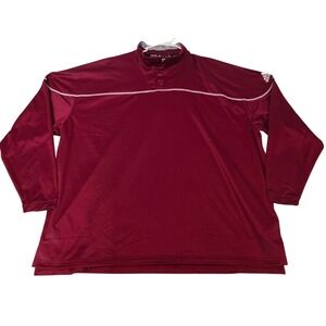 Adidas Mens 3XL Maroon Burgundy Mock Neck Snap Pullover Training Top 1264